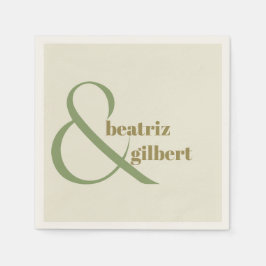 Chic Moss en Olive Green Modern Wedding Monogram Servet