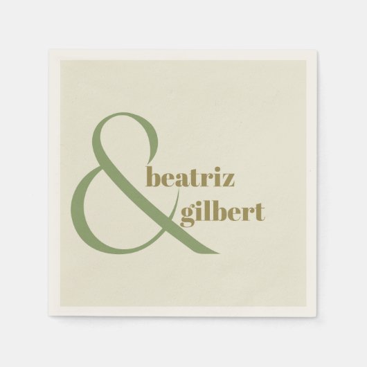 Chic Moss en Olive Green Modern Wedding Monogram Servet (Voorkant)