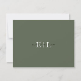 Chic Moss Green Wedding Monogram Note Kaart Notitiekaartje