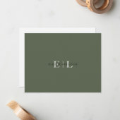 Chic Moss Green Wedding Monogram Note Kaart Notitiekaartje (Voorkant / Achterkant in situ)