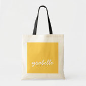 Chic Mosterd Geel Eenvoudig Vet Schrift Naam Tote Bag (Voorkant)