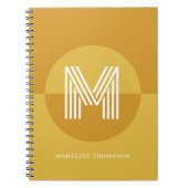 Chic Mosterdgeel Geometrisch Modern Monogram Notitieboek (Voorkant)