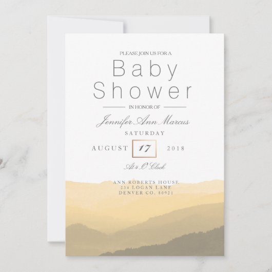 Chic Mountain Waterverf | Pastel Baby shower Kaart (Voorkant)