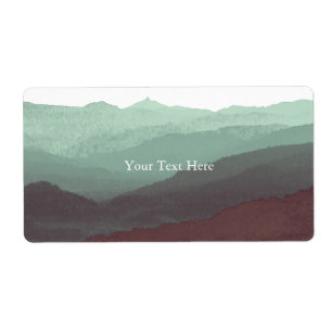 Chic Mountian Waterverf Blauw & Violet Aangepa Etiket