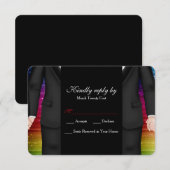 Chic Mr. en de heer Tuxedo Couple RSVP Card Kaart (Voorkant / Achterkant)