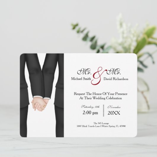 Chic Mr. en de heer Tuxedo Couple Wedding Celebrat Kaart (Staand voorkant)