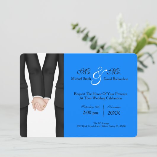 Chic Mr. en de heer Tuxedo Couple Wedding Celebrat Kaart (Staand voorkant)