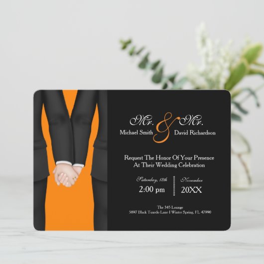 Chic Mr. en de heer Tuxedo Couple Wedding Celebrat Kaart (Staand voorkant)