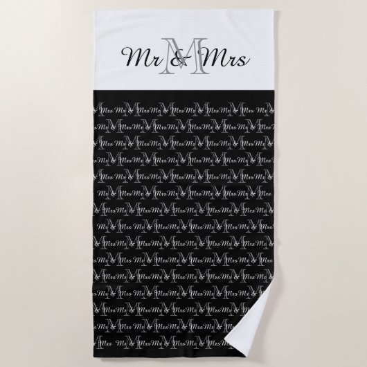 CHIC MR. EN MEVROUW BEACH TOWEL MET MONOGRAM STRANDLAKEN (Voorkant)