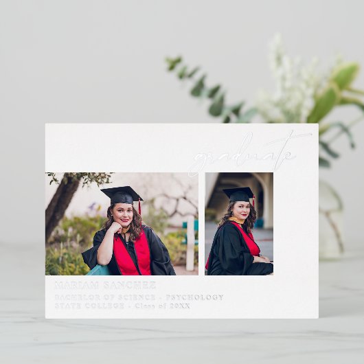 Chic Multi 2 Foto Afstudeer Folie Aankondiging (Staand Voorkant)