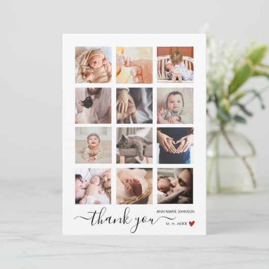 Chic Multi Photo Collage Baby shower dank u (Staand voorkant)