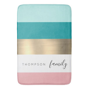 Chic Multicolored goudstrips, aangepaste familie Badmat