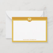 Chic Mustard Yellow Geometric Modern Monogram Notitiekaartje (Voorkant)