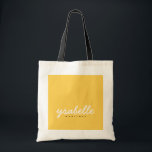 Chic Mustard Yellow Simple Bold Script Name Tote Bag<br><div class="desc">Chic Mustard Yellow Simple Bold Script Name Canvas tas</div>