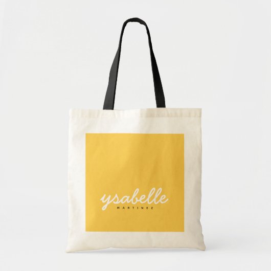 Chic Mustard Yellow Simple Bold Script Name Tote Bag (Voorkant)