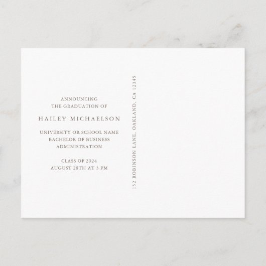 Chic Muted Geometric Print Afstuderen Aankondigingskaart (Achterkant)