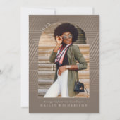 Chic Muted Geometric Print Photo Afstuderen Kaart (Voorkant)
