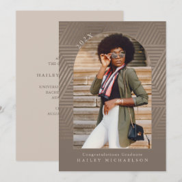 Chic Muted Geometric Print Photo Afstuderen Kaart