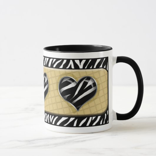 Chic My Heart Yellow Zebra Print Mok (Rechts)