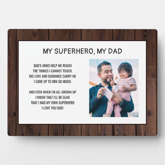 Chic My Superheld My Dad Photo Wood Vaderdag Fotoplaat (voorkant)