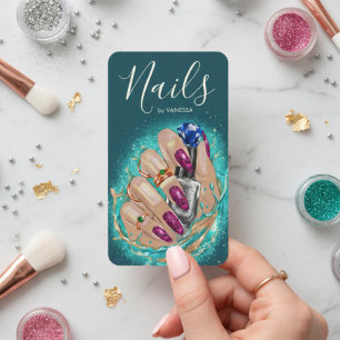 Chic Nagelstudio Manicurist Kunstenaar Donkergroen Visitekaartje