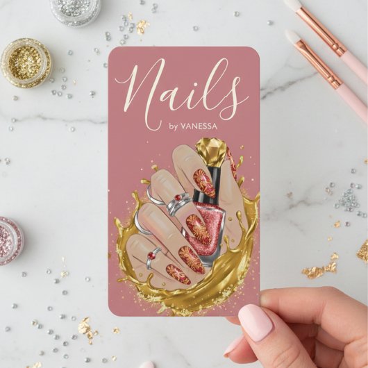 Chic Nail Art Studio Manicurist Artist Blush Pink Visitekaartje