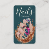 Chic Nail Art Studio Manicurist Artist Dark Green Visitekaartje (Voorkant)