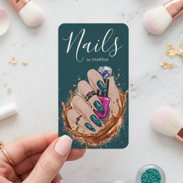 Chic Nail Art Studio Manicurist Artist Dark Green Visitekaartje