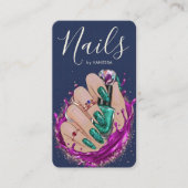 Chic Nail Art Studio Manicurist Artist Navy Blue Visitekaartje (Voorkant)
