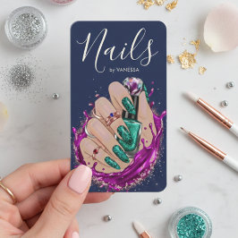 Chic Nail Art Studio Manicurist Artist Navy Blue Visitekaartje
