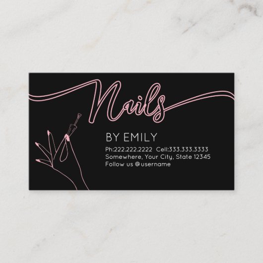 Chic nail salon Manicurist Blush Pink Afsprakenkaartje (Voorkant)