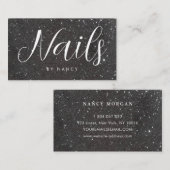 Chic Nails Typografie Black Glitter Visitekaartje (Voorkant / Achterkant)