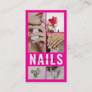 Chic Nails Typografie Foto Collage Heet Roze Logo Visitekaartje