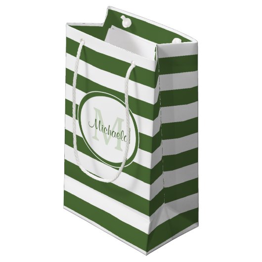 Chic Name Big True Green Stripes en Monogram Klein Cadeauzakje (Voorkant Gekanteld)