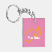 Chic Name Initiaal roze monogram Sleutelhanger (Voorkant Links)
