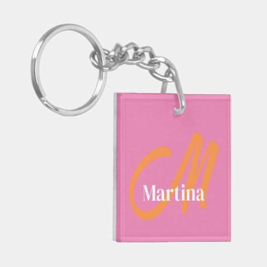 Chic Name Initiaal roze monogram Sleutelhanger (Voorkant Links)