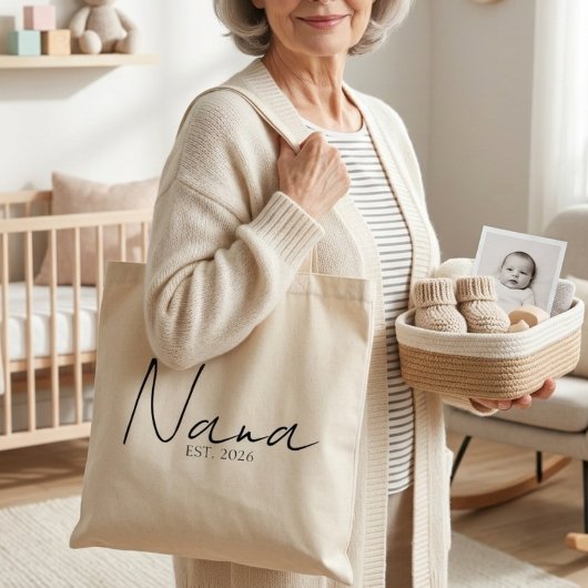 Chic Nana EST Jaar Everyday Minimalist Script Tote Bag