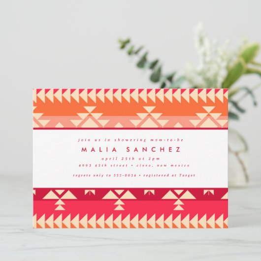 Chic Native American Southwest Red Baby shower Kaart (Staand voorkant)