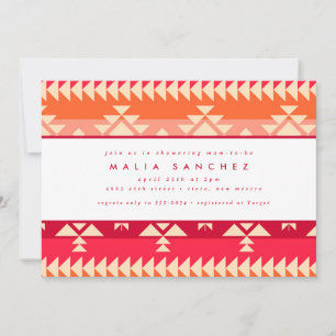 Chic Native American Southwest Red Baby shower Kaart