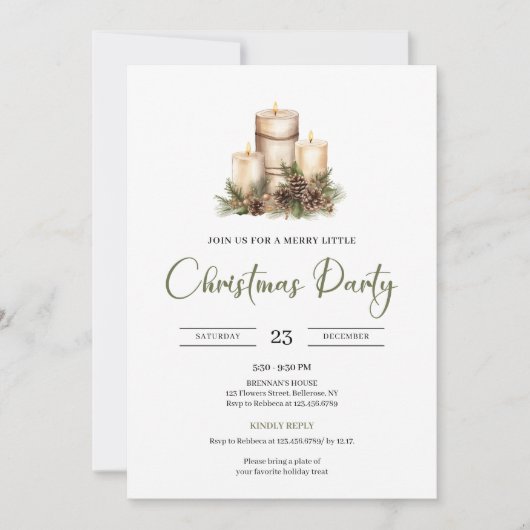 Chic Natural Palette Beige Minimal Christmas Party Kaart (Voorkant)