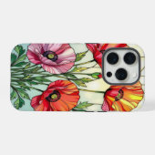 Chic nature lovers cute poppies stained Glass iPhone Hoesje (Achterkant horizontaal)