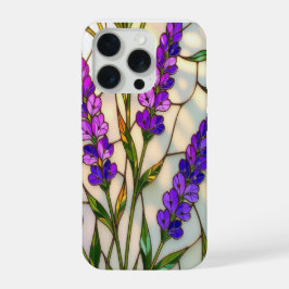 Chic nature lovers lavender sprigs stained Glass iPhone 15 Pro Case