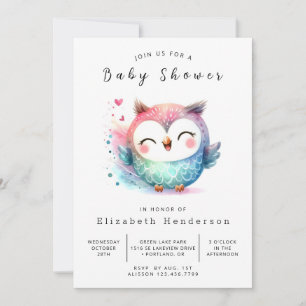 Chic Natuur Uil Baby shower Kaart