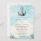 Chic Nautical Anchor Beach Modern QR Code Wedding Kaart (Voorkant)