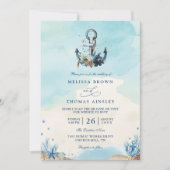Chic Nautical Anchor Beach Modern QR Code Wedding  Kaart (Voorkant)