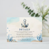 Chic Nautical Anchor Beach Modern Wedding Informatiekaartje (Staand voorkant)