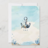 Chic Nautical Anchor Beach Modern Wedding Kaart (Achterkant)