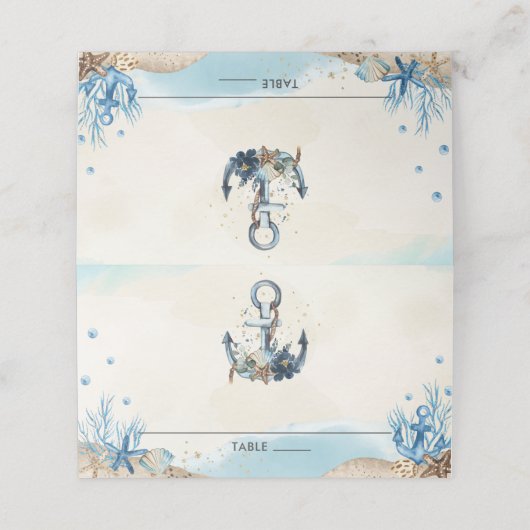 Chic Nautical Anchor Beach Modern Wedding Plaatskaartje (Buitenkant ongevouwen)