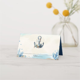 Chic Nautical Anchor Beach Modern Wedding Plaatskaartje