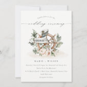 Chic Nautical Anchor Wheel Floral Wedding Invite Bedankkaart (Voorkant)